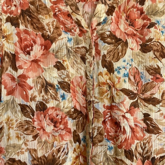 Alfred Dunner 100% Cotton Floral Gauze Style Sheer Button Up Shirt Size 10/L - Picture 5 of 9